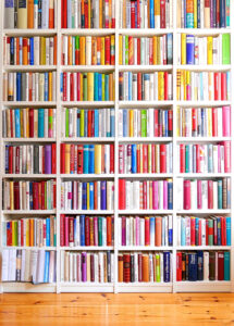 Library with many colourful books
