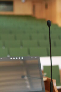 the lectern in the auditorium