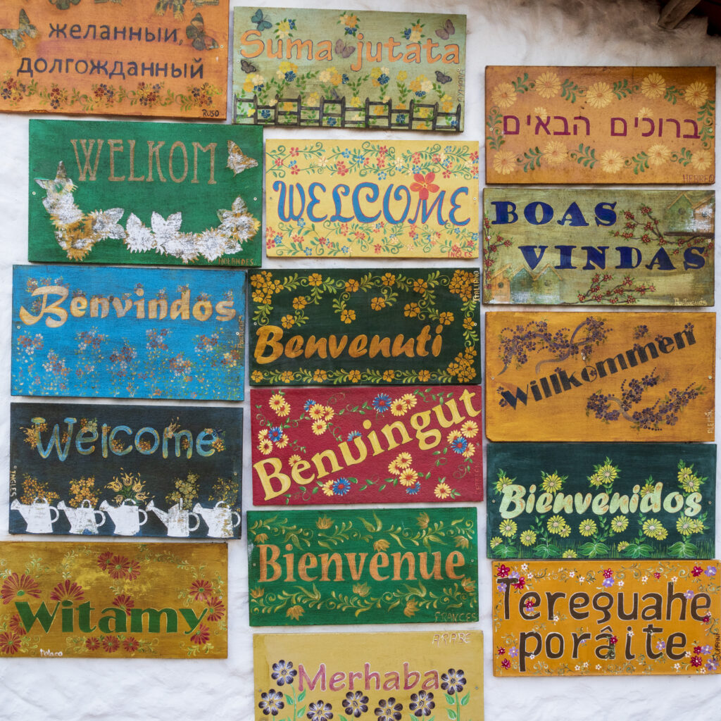 Welcome signs in different languages