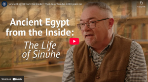 a screenshot of the youtube video in which Prof Parkinson talks about The Life of Sinuhe