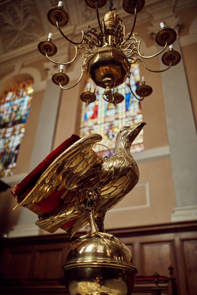 the eagle in the College Chapel