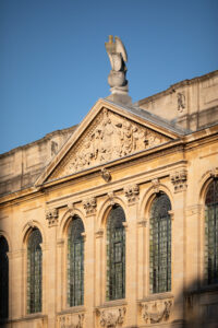 stone eagle on library building