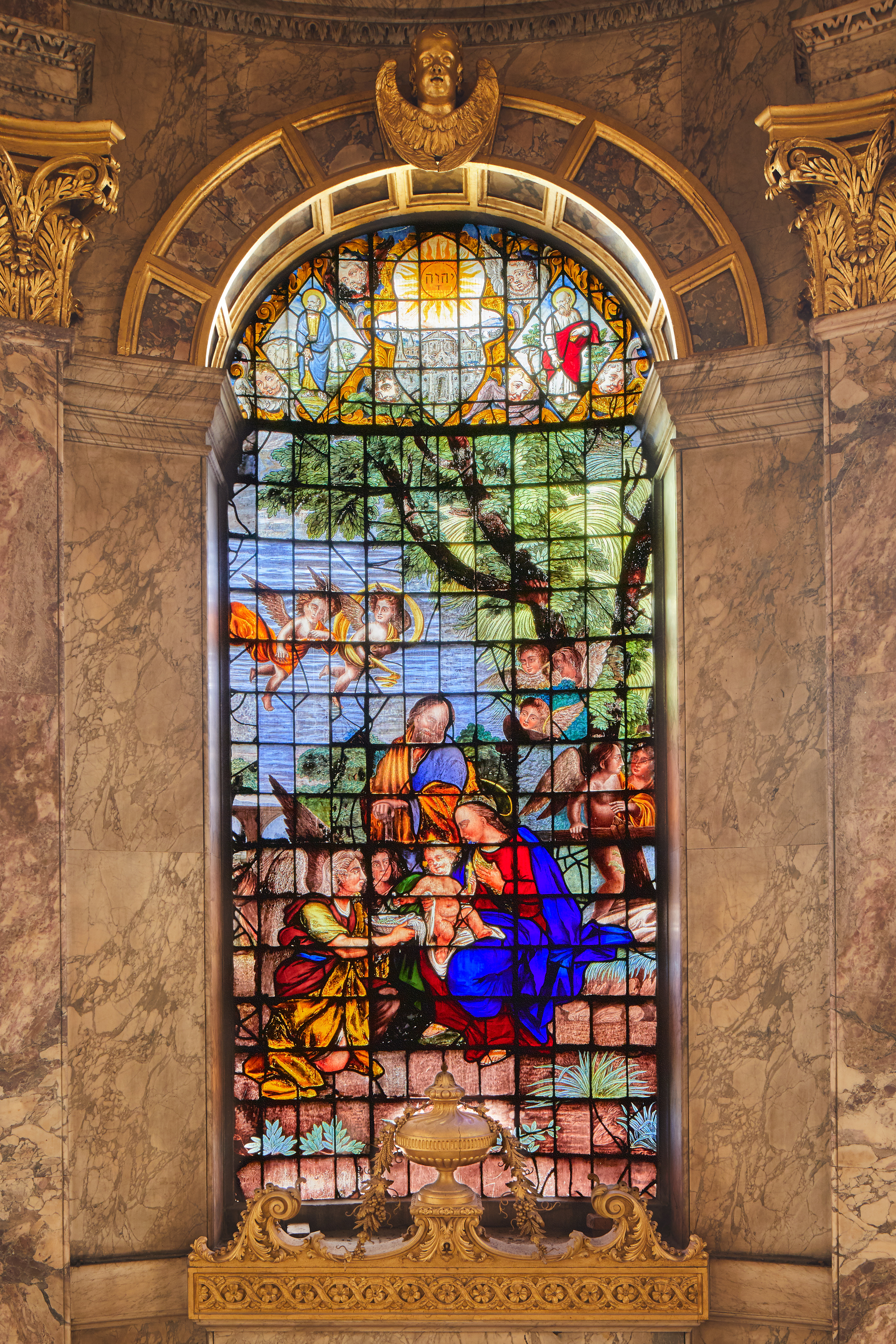 Chapel stained glass window of the nativity