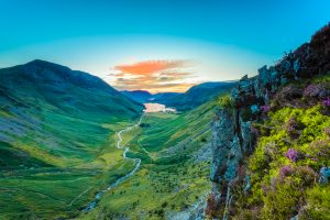 Sundown at Buttermere Valley in The Lake District, Cumbria, England