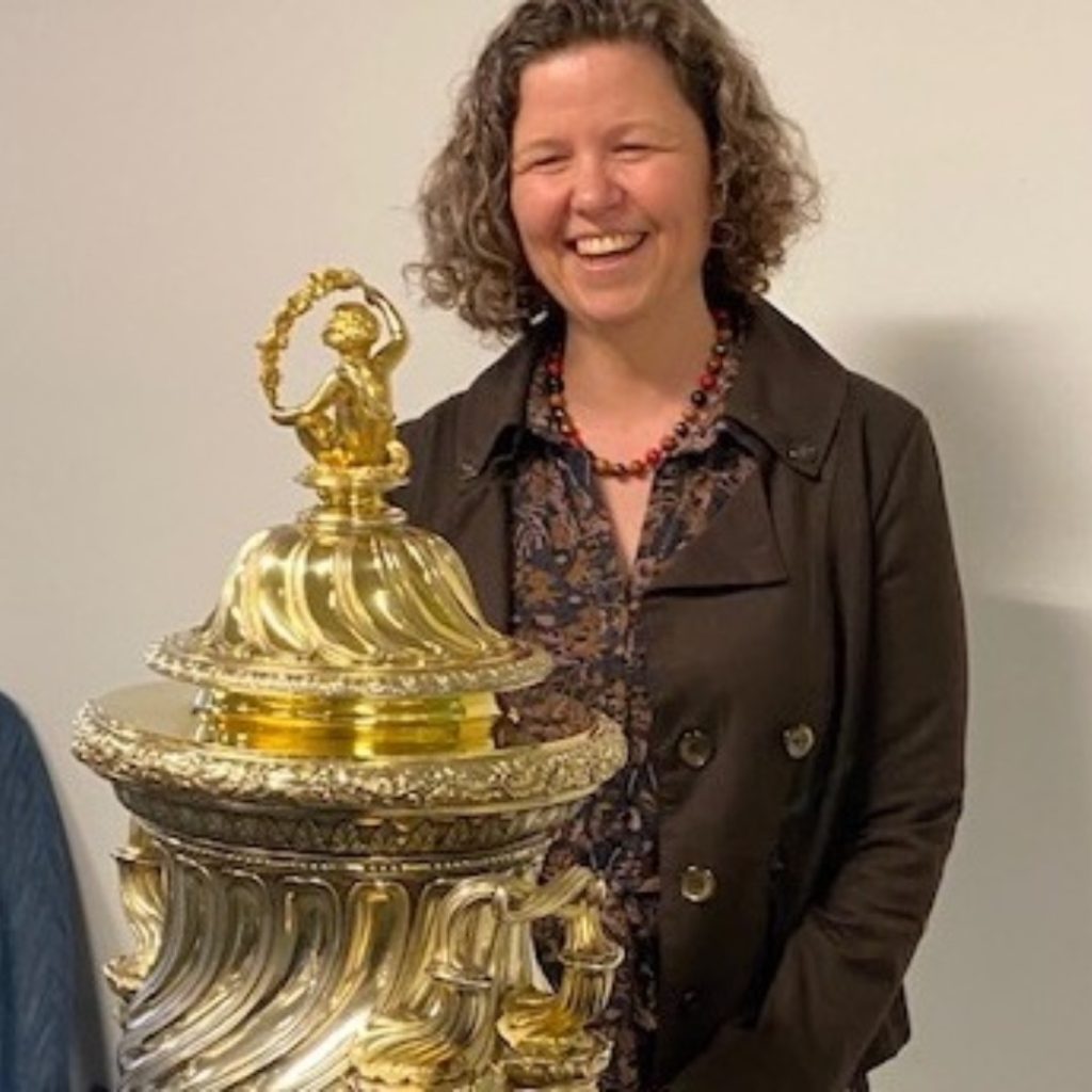 Charlotte Ryland with the Threlford Cup for fostering the study of languages