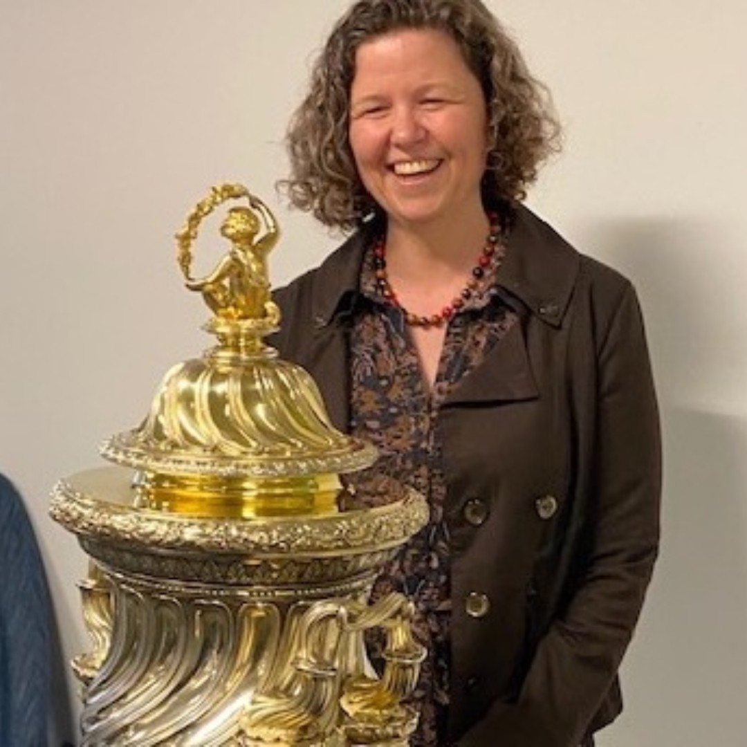Charlotte Ryland with the Threlford Cup for fostering the study of languages
