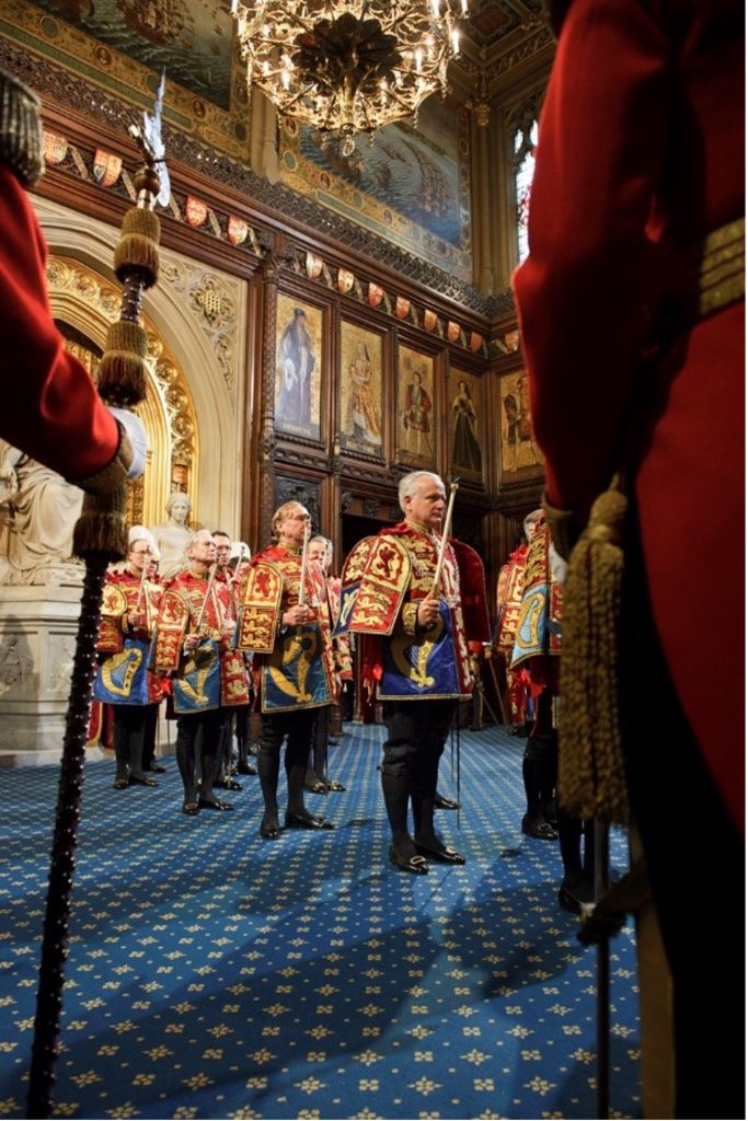 Heralds await the Queen in Prince’s Chamber before leading the procession into the House of Lords, 2012.