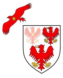 Queen's crest with one eagle flying off