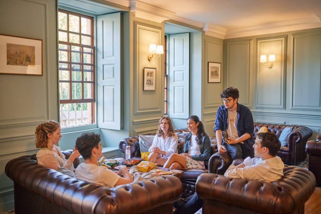 students sitting on the sofas in the Junior Common Room