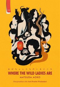 Where the Wild Ladies Are book cover: yellow background with faceless figures in abstract design