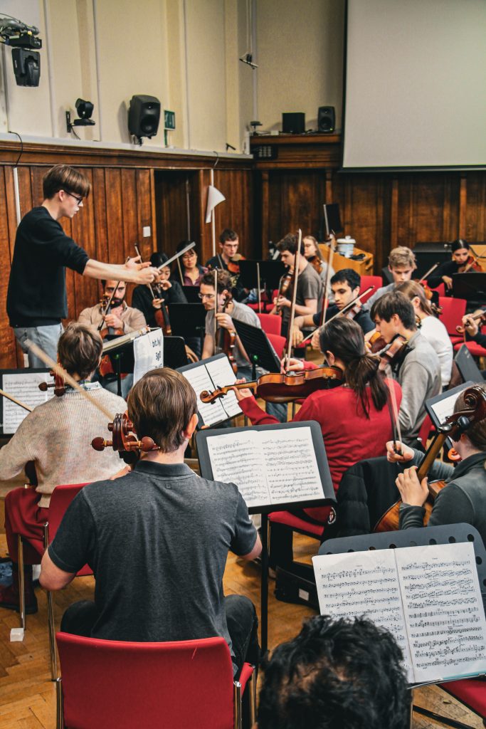 Student symphony orchestra in rehearsal