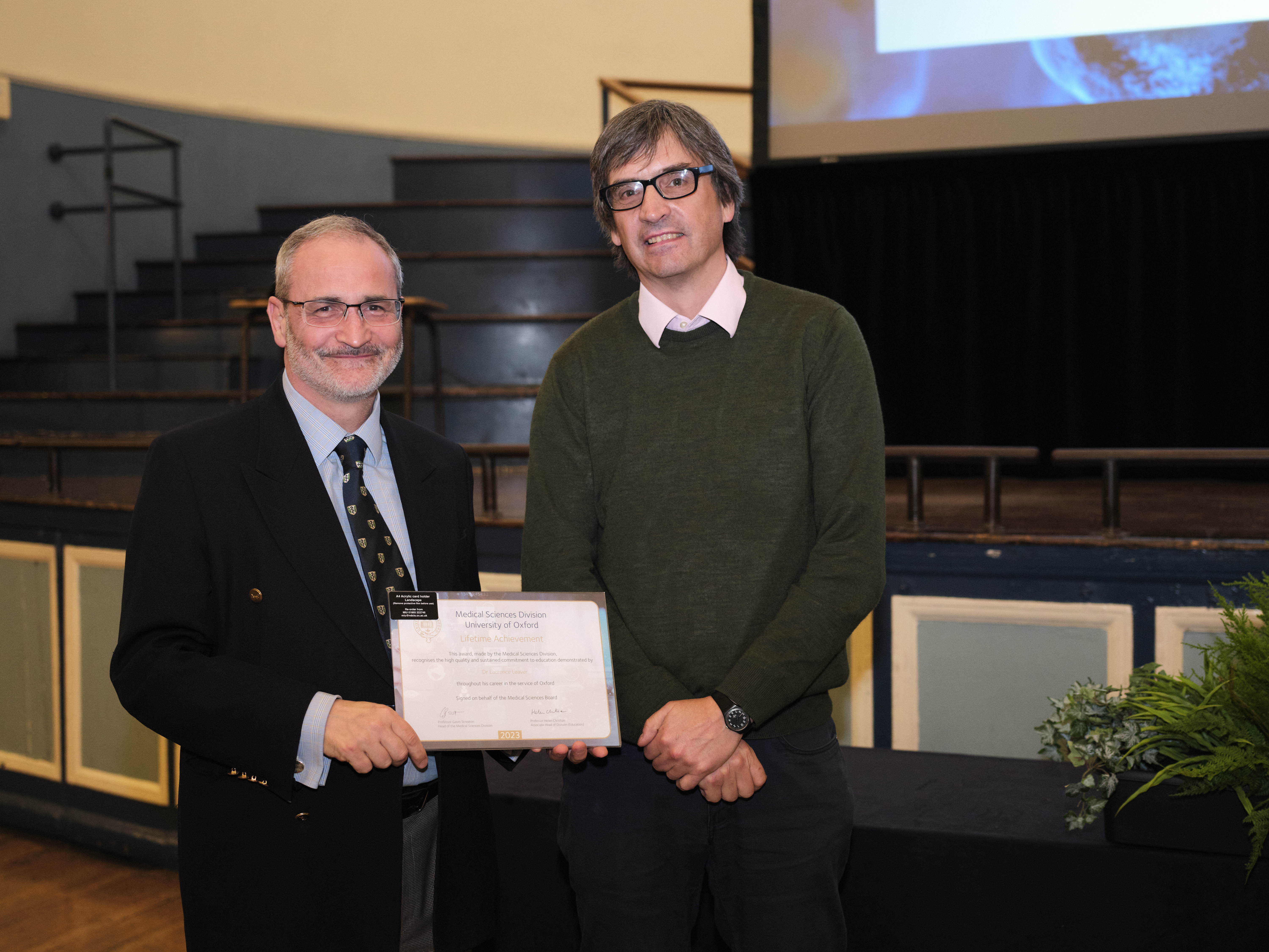 Dr Laurence Leaver receiving his lifetime achievement teaching award