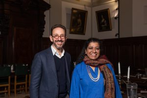 Asma Khan in the Dining Hall with Senior Tutor Seth Whidden