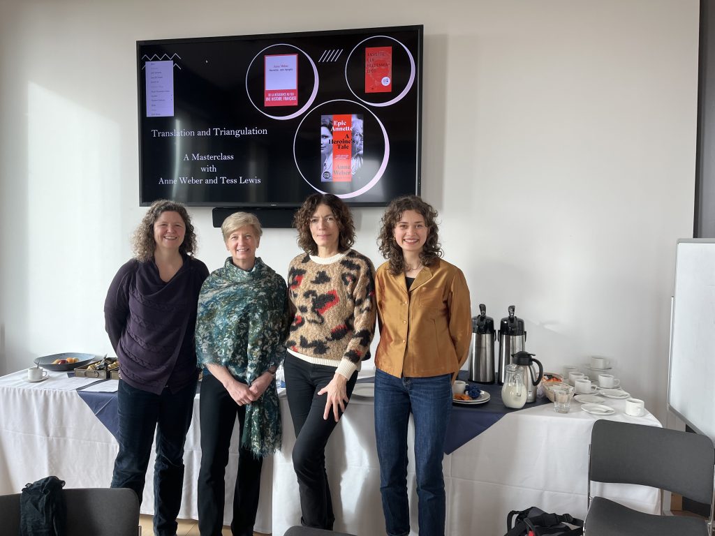 Translation Workshop: Charlotte Ryland, Tess Lewis, Anne Weber, and Hannah Scheithauer (left to right).