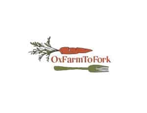 OxFarm2Fork logo with a carrot above the name and a form below it