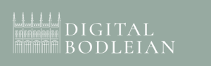 Digital Bodleian logo: on a sage green background there is a white drawing of the old Bod and the text Digital Bodleian in white