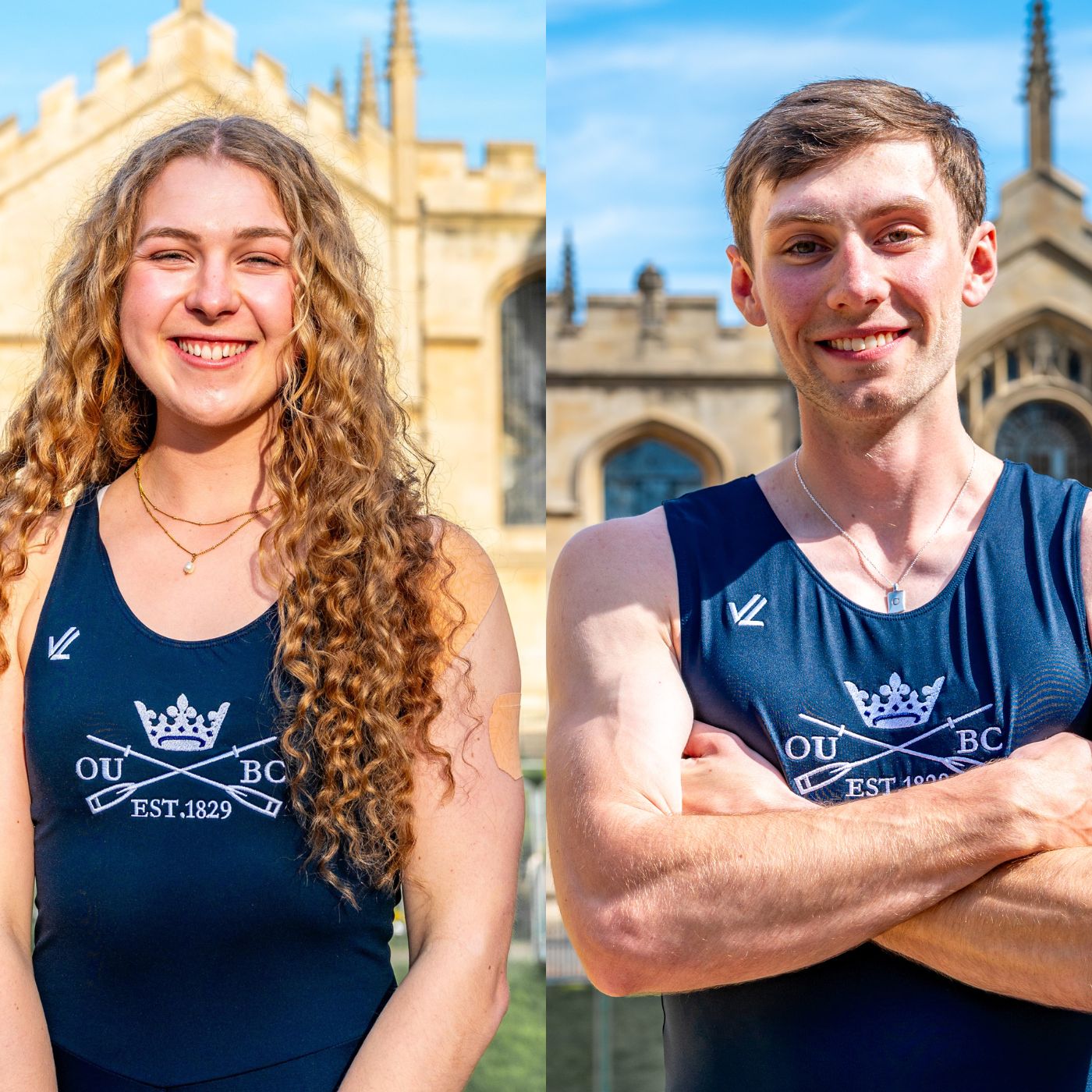 Charlotte Wheatley and James Hopkinson profile photos of them dressed in rowing kit.