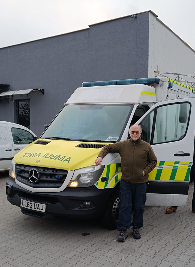 Richard Long and the ambulance he drove to Ukraine