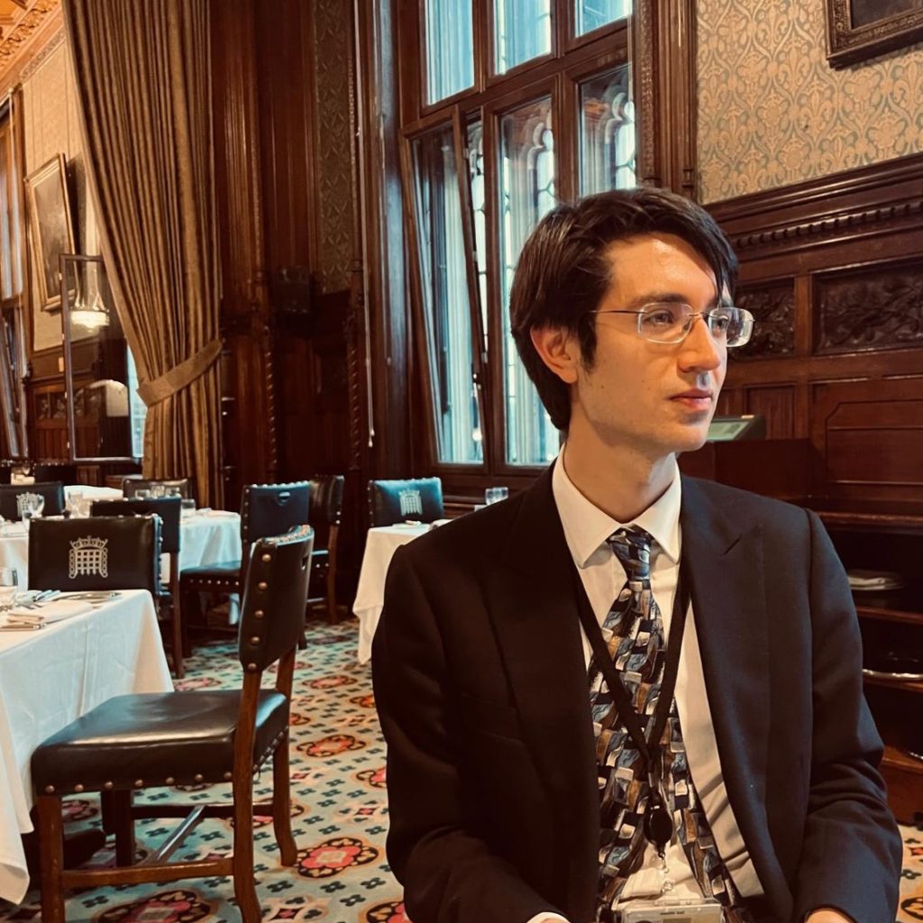 Seb Wilkes pictured in the UK Parliament dining room