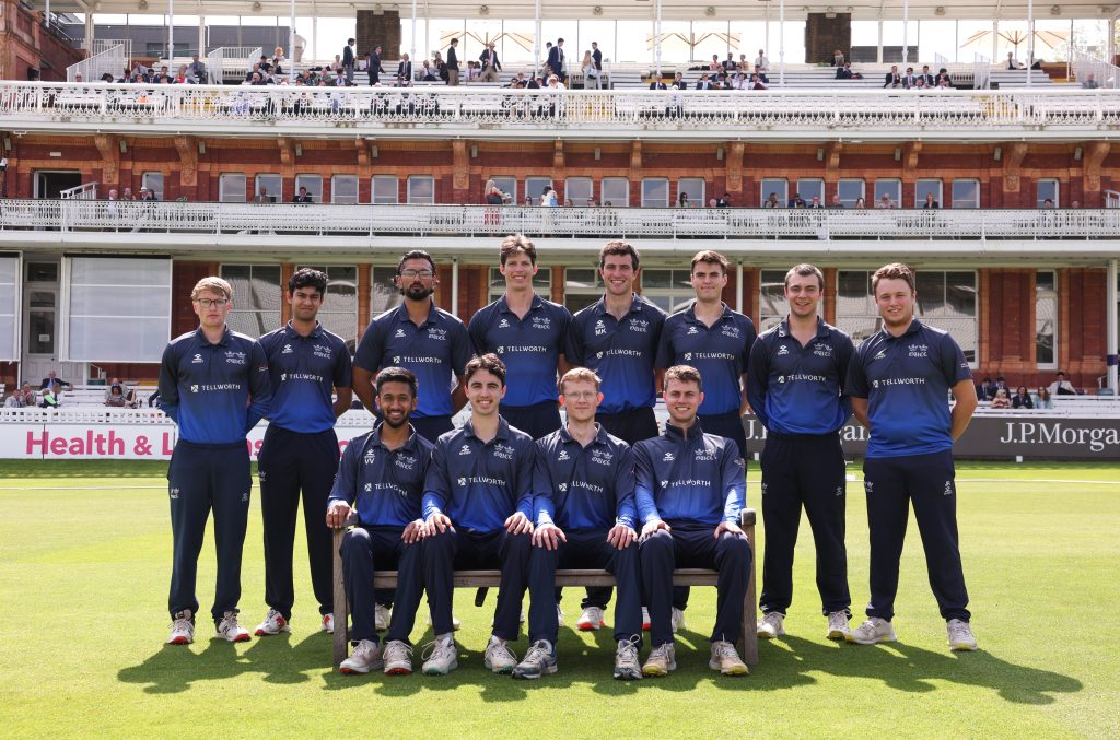 The Oxford Varsity cricket team in front of the pavilion.