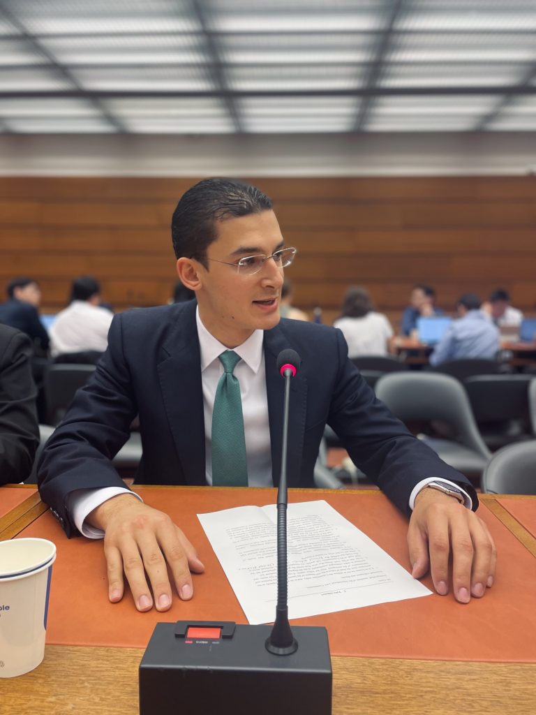 Graduate student Taha Almasri at the International Law Commission