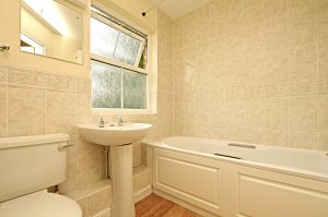 Example bathroom at Venneit Close showing bath, washbasin and toilet