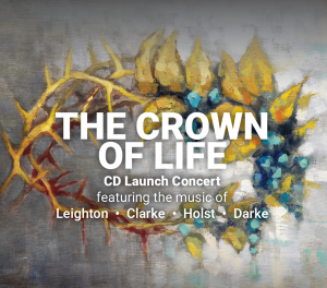 a canvas painting of a colourful and stylised crown of thorns