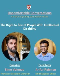 event poster for 'The Right to Sex of People with Intellectual Disability', part of the Uncomfortable Conversations series