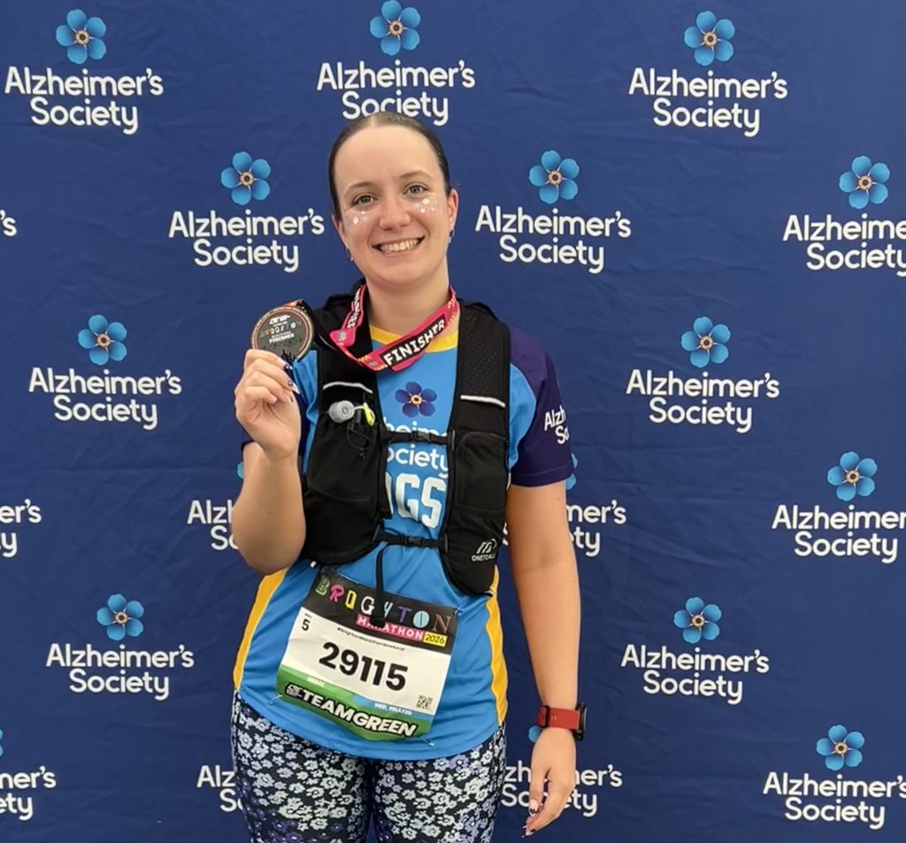 Ella at the finish of the Brighton marathon