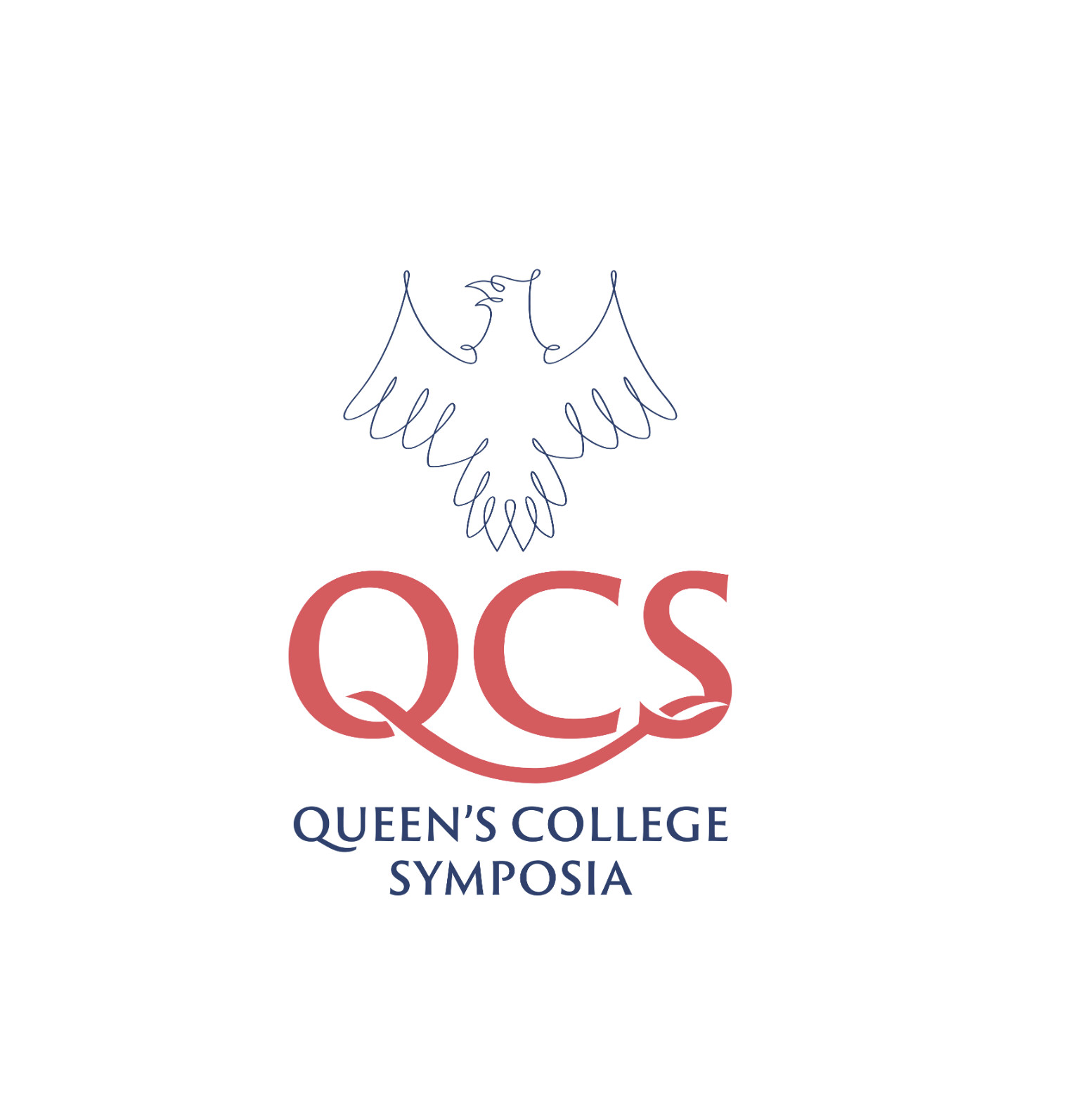QCS logo with line drawing blue eagle and the letters Q C S in red