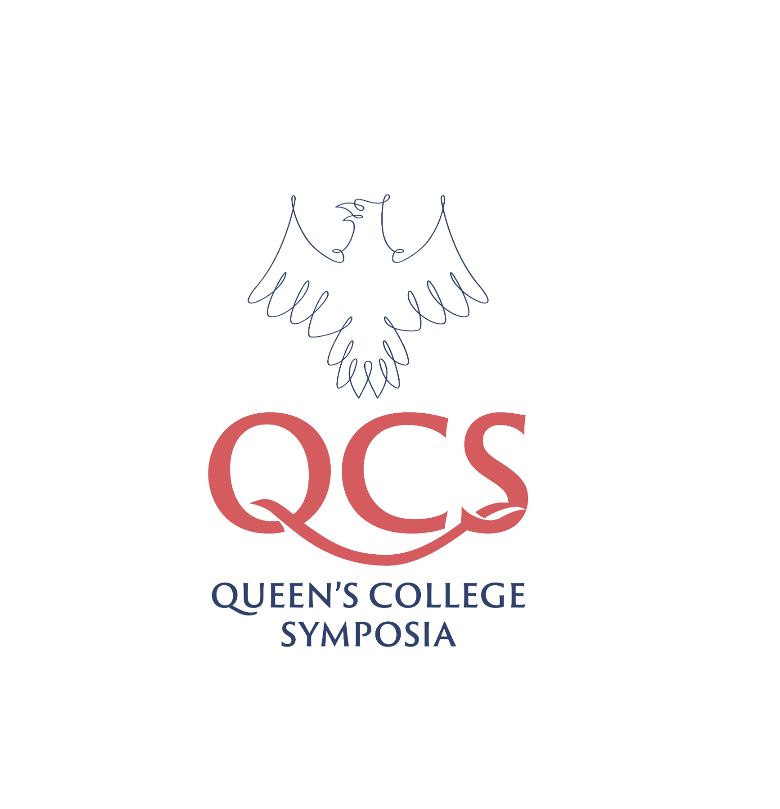 QCS logo with line drawing blue eagle and the letters Q C S in red