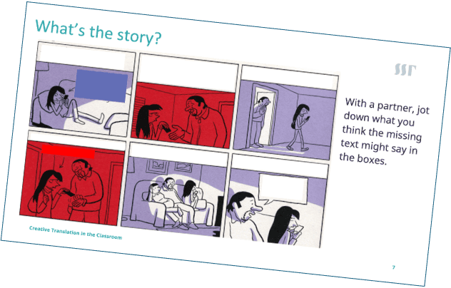 A creative translation resource by the Stephen Spender Trust, based on the graphic novel 'Les Cahiers d'Esther' by Riad Sattouf