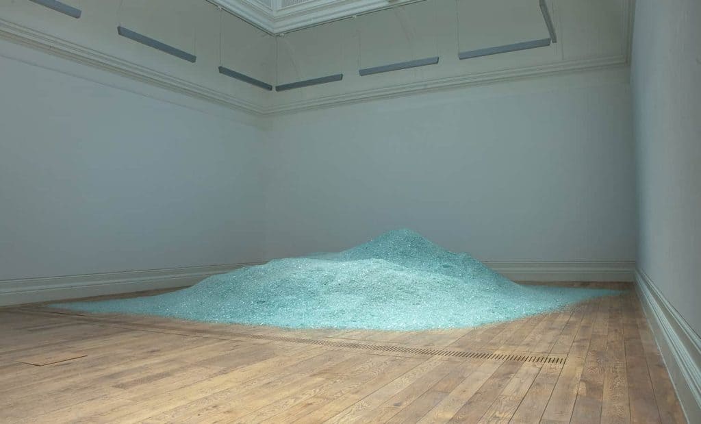 Glacier: Every Window of Every GP Surgery, 2026 Shattered window glass, 10 tonnes. 7.7 x 6 m