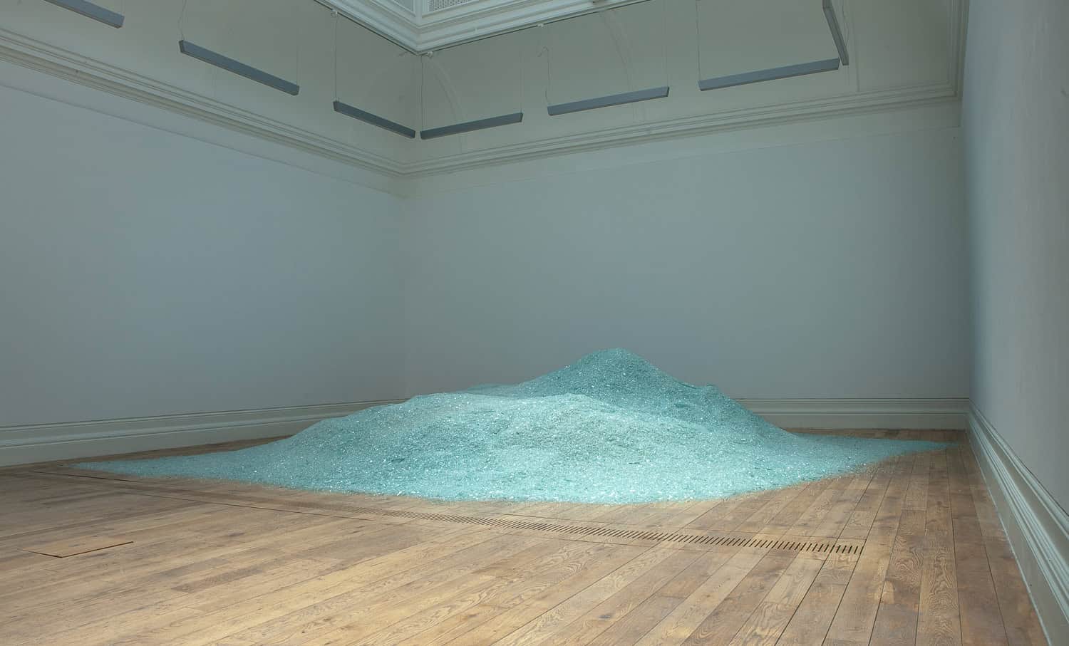 Glacier: Every Window of Every GP Surgery, 2026 Shattered window glass, 10 tonnes. 7.7 x 6 m